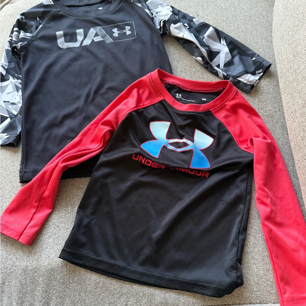 Under Armour Infant Shirt - Red and Black with Blue Logo